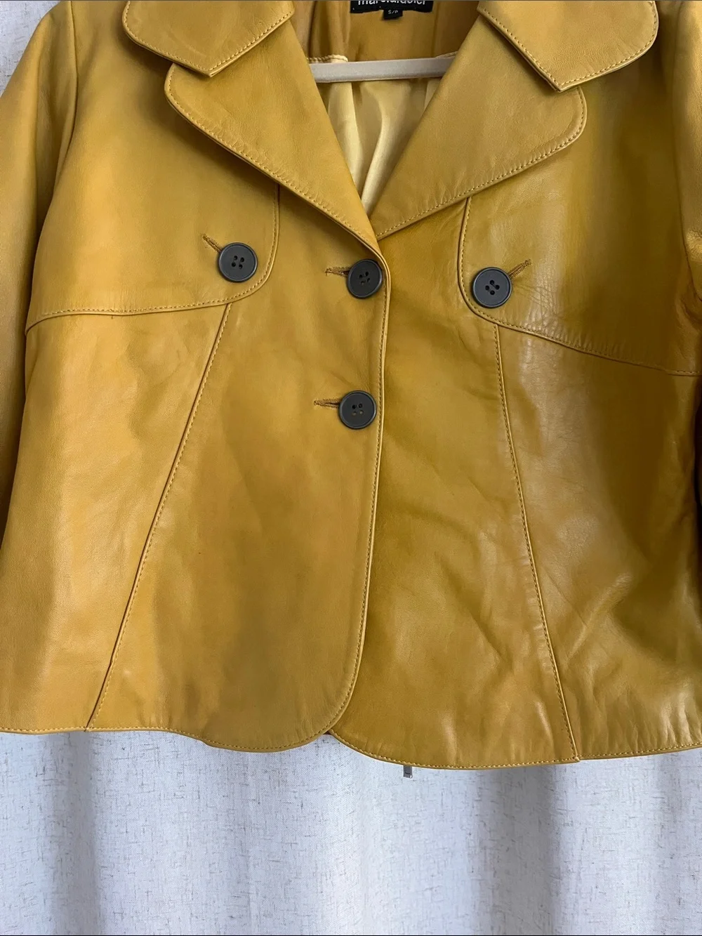 MARC A DOLCI yellow leather jacket size s
